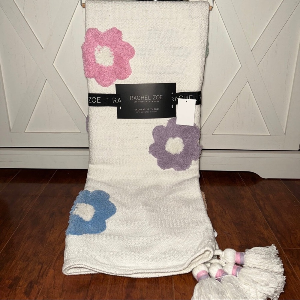 Rachel Zoe Multicolored Flower Throw Blanket